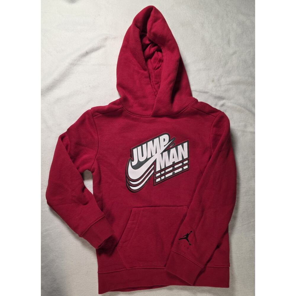 Jordan Jumpman Hoodie Boys Size 7 Red Pullover Sweatshirt Nike Youth